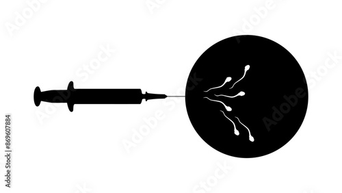 Artificial insemination, black isolated silhouette