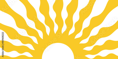 Abstract yellow radial sunburst element. Trendy Sunburst icon, Radial stripes, Retro sunburst with white background. Yellow radiant sunburst shape	