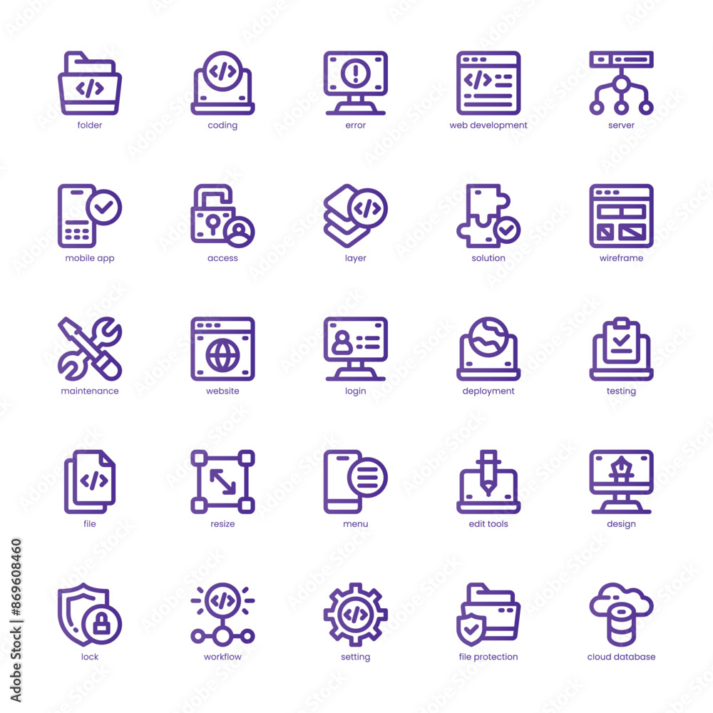 Software and Development icon pack for your website, mobile, presentation, and logo design. Software and Development icon basic line gradient design. Vector graphics illustration and editable stroke. Software and Development icon pack for your website, mobile, presentation, and logo design. Software and Development icon basic line gradient design. Vector graphics illustration and editable stroke.