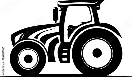 Modern Farm Tractor Silhouette Icon