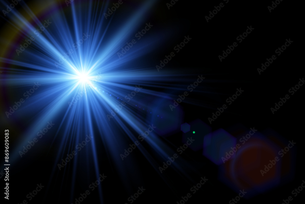 Obraz premium White glowing light explodes on a transparent background. with ray. Transparent shining sun, bright flash. Special lens flare light effect.