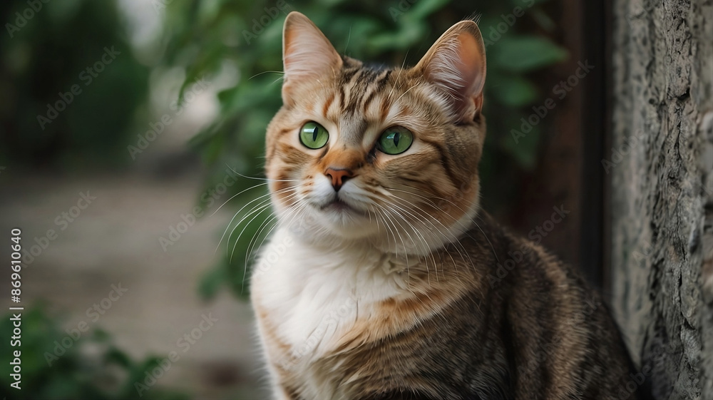 Portrait of a cute cat with green eyes. Portrait of a cute cat with green eyes.