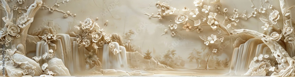 3d white flower Wallpaper Background golden art for digital printing wallpaper, mural, custom design wallpaper. AI generated illustration 3d white flower Wallpaper Background golden art for digital printing wallpaper, mural, custom design wallpaper. AI generated illustration