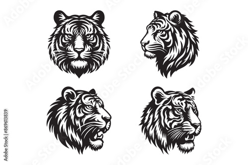 head of tiger silhouette vector illustration
