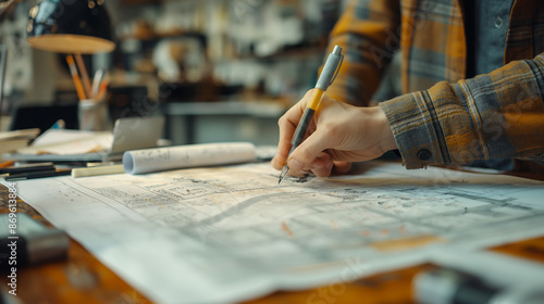 Strong, calloused hands plane a smooth board, while a child's eager hand reaches for a paintbrush at the kitchen table