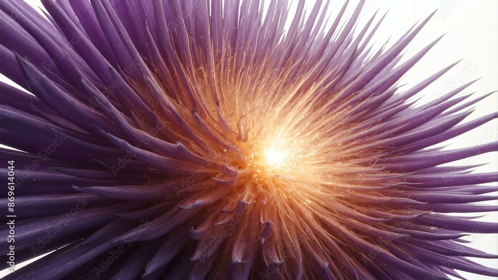 Obraz premium violet light center radial explosion isolated in white background