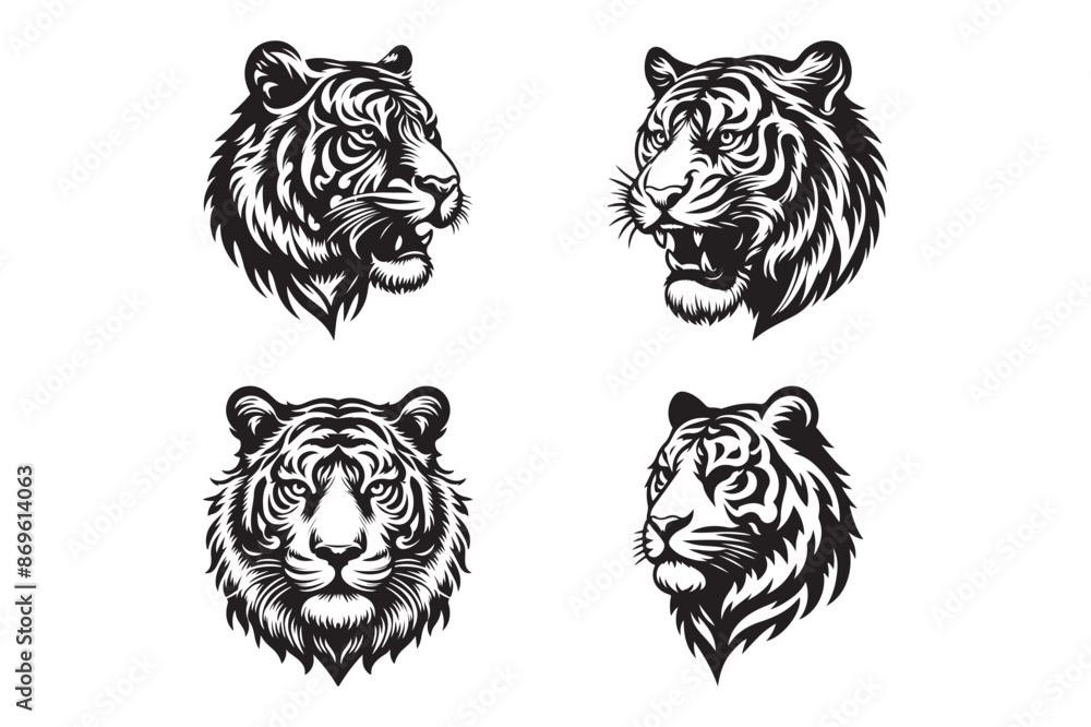 Tiger head silhouette vector art illustration Tiger head silhouette vector art illustration