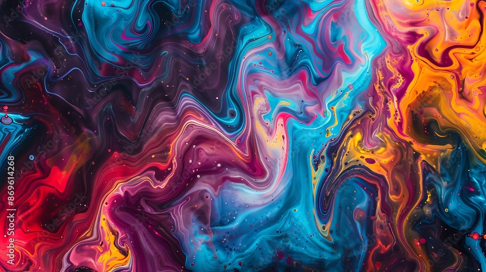 Energetic swirls of multi-colored pigments cascading across the screen in a hypnotic display. Energetic swirls of multi-colored pigments cascading across the screen in a hypnotic display.