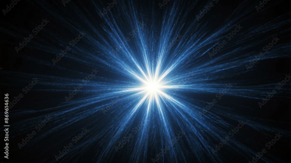 Obraz premium blue light center radial explosion isolated in black background