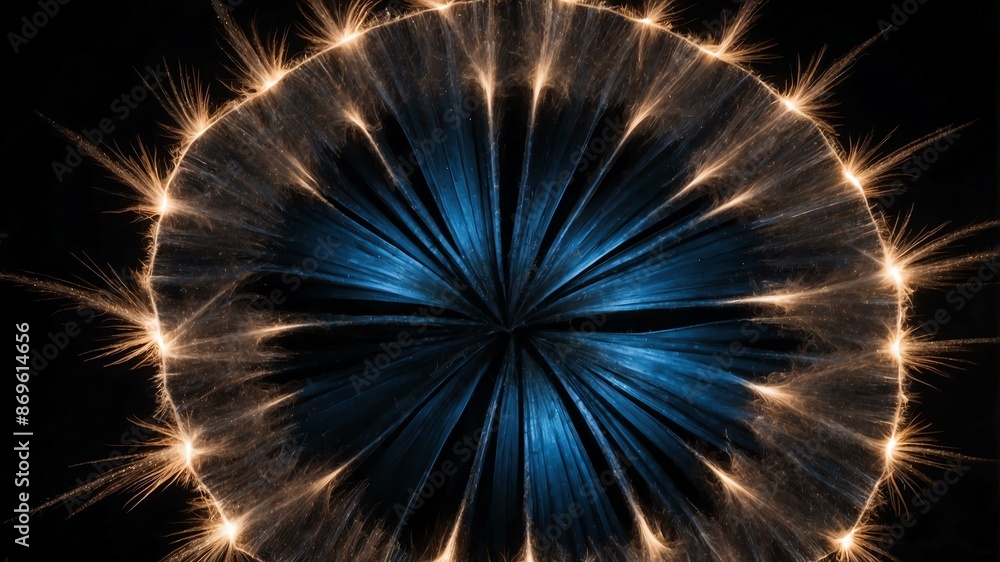 Fototapeta premium blue light center radial explosion isolated in black b background