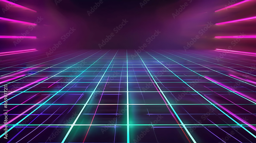 Retro Futuristic Neon Room Background Retro Futuristic Neon Room Background