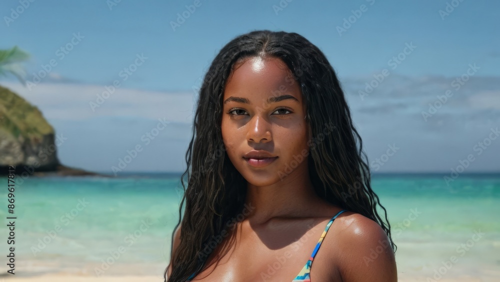 Close-up portrait of a girl with freckles on the beach Close-up portrait of a girl with freckles on the beach