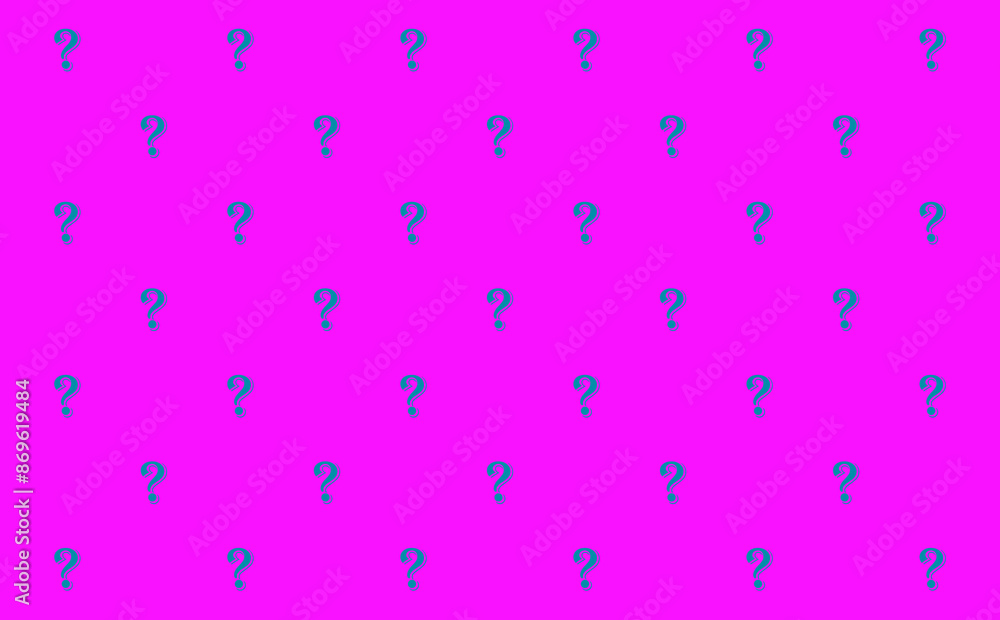 Pattern of mint green question marks on orchid pink background Pattern of mint green question marks on orchid pink background