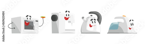 Cartoon Electronic Device and Home Appliance Vector Set