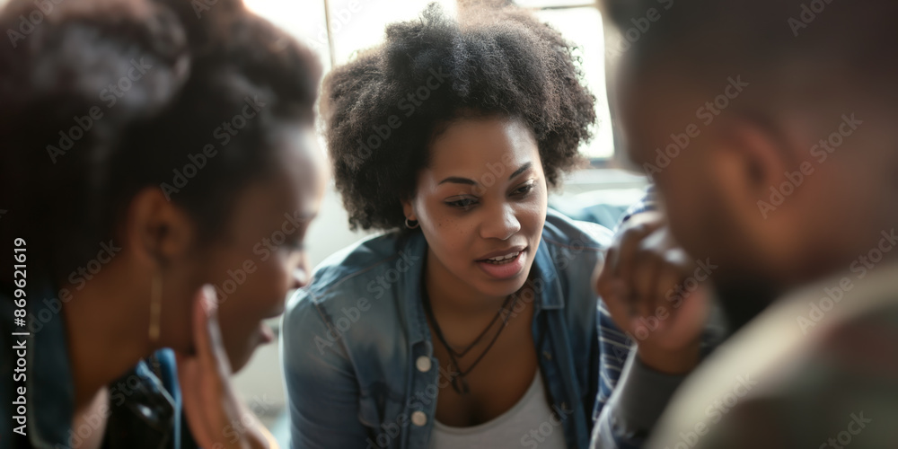 Group of Friends Engaged in Deep Conversation in Casual Setting Group of Friends Engaged in Deep Conversation in Casual Setting