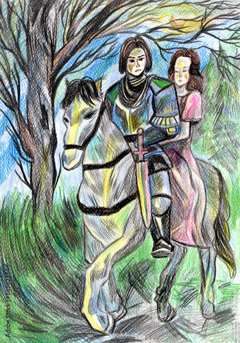 Fairy-tale characters prince and princess.drawn with pencils