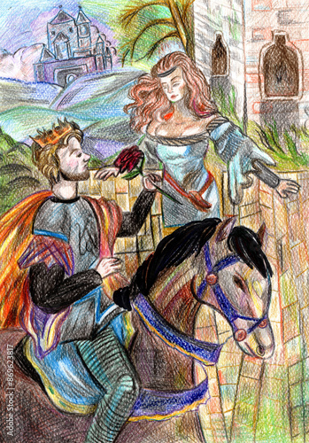 Fairy-tale characters prince and princess.drawn with pencils