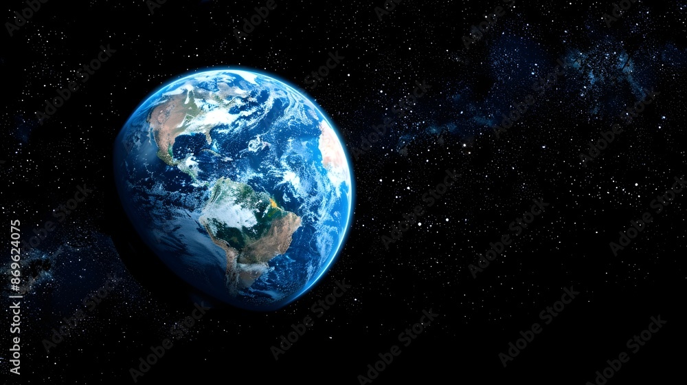 Blurred Planet Earth Floating in Cosmic Expanse with Ample Copy Space Blurred Planet Earth Floating in Cosmic Expanse with Ample Copy Space