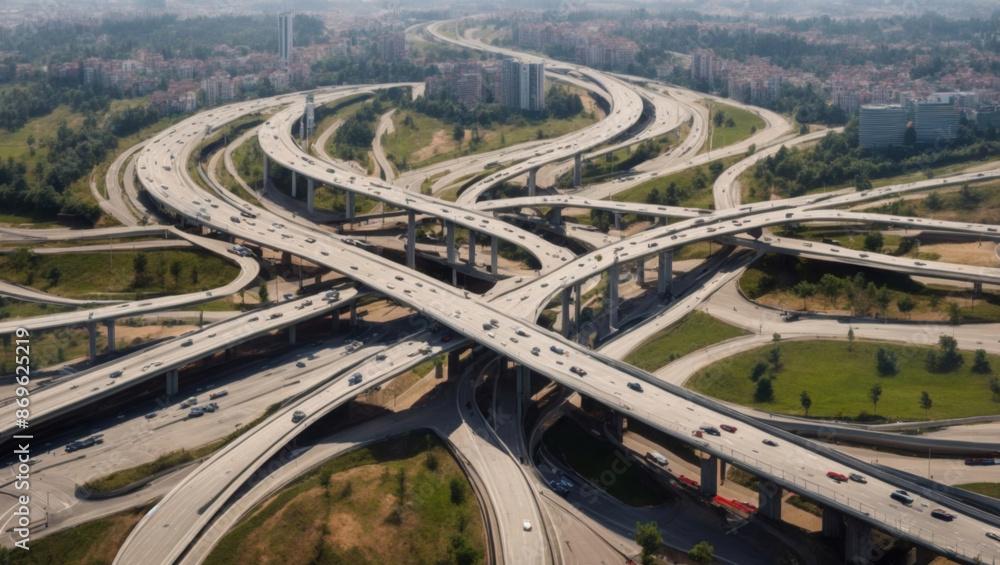 road traffic interchange, aerial view road traffic interchange, aerial view