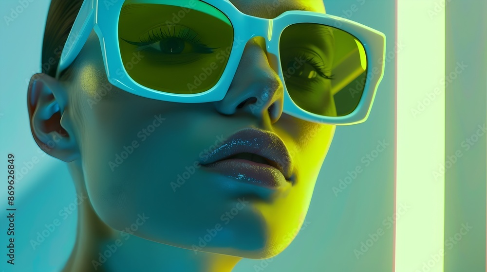 Futuristic Fashion Portrait of a Glamorous Digital Woman in Vibrant Colors Futuristic Fashion Portrait of a Glamorous Digital Woman in Vibrant Colors