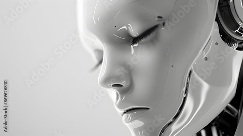 Wallpaper Mural Futuristic Cyborg Head Profile in Sleek Minimalist Design Torontodigital.ca