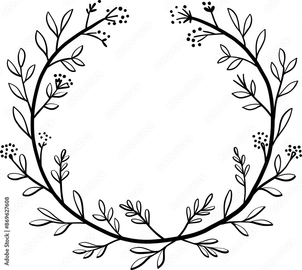 Obraz premium Wreath of floral and flower illustration.
