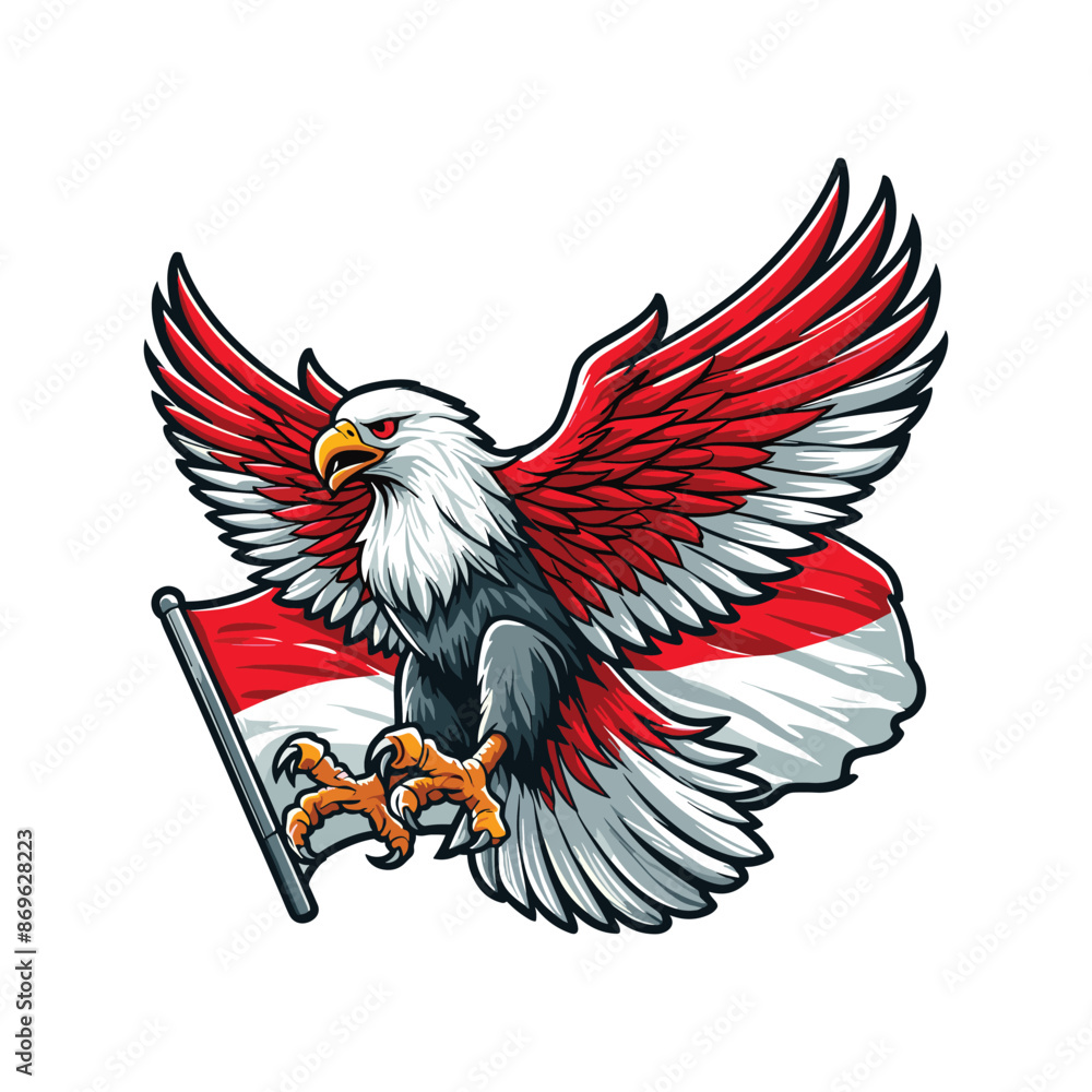 Obraz premium indonesia independence day doodle line drawing vector illustration