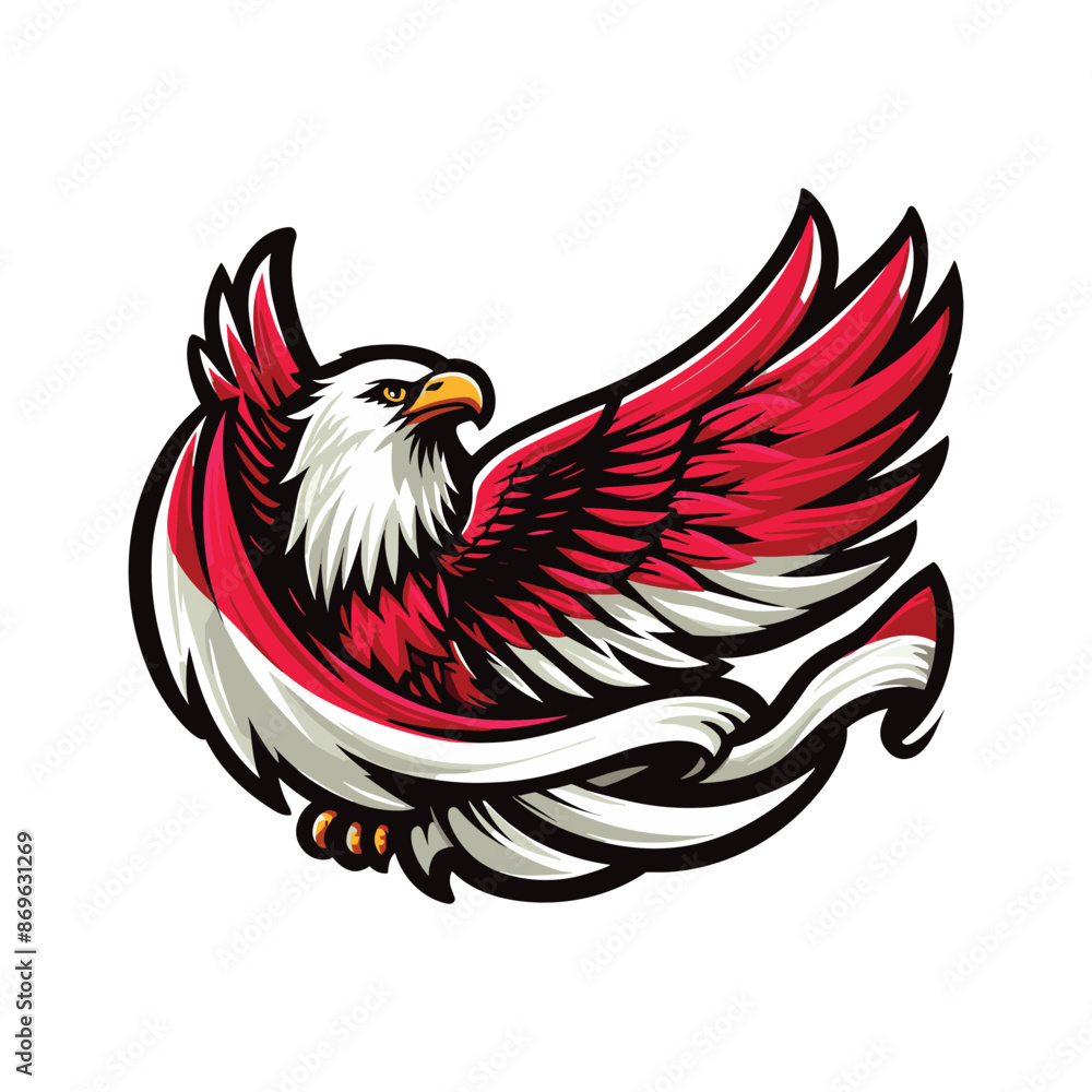 Obraz premium indonesia independence day doodle line drawing vector illustration