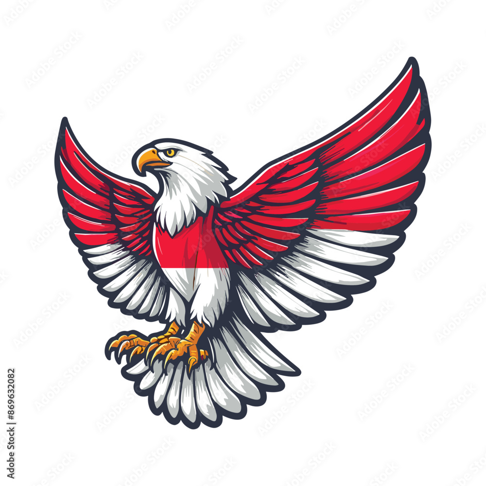 Obraz premium indonesia independence day doodle line drawing vector illustration