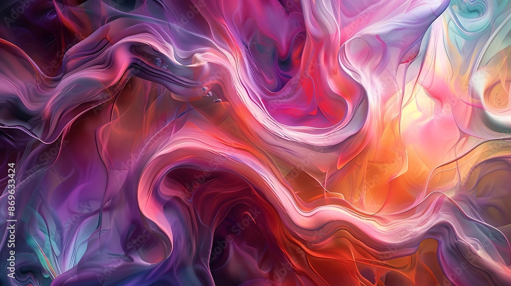 Fototapeta premium Fluid swirls of diverse colors intertwining to form a captivating abstract background.