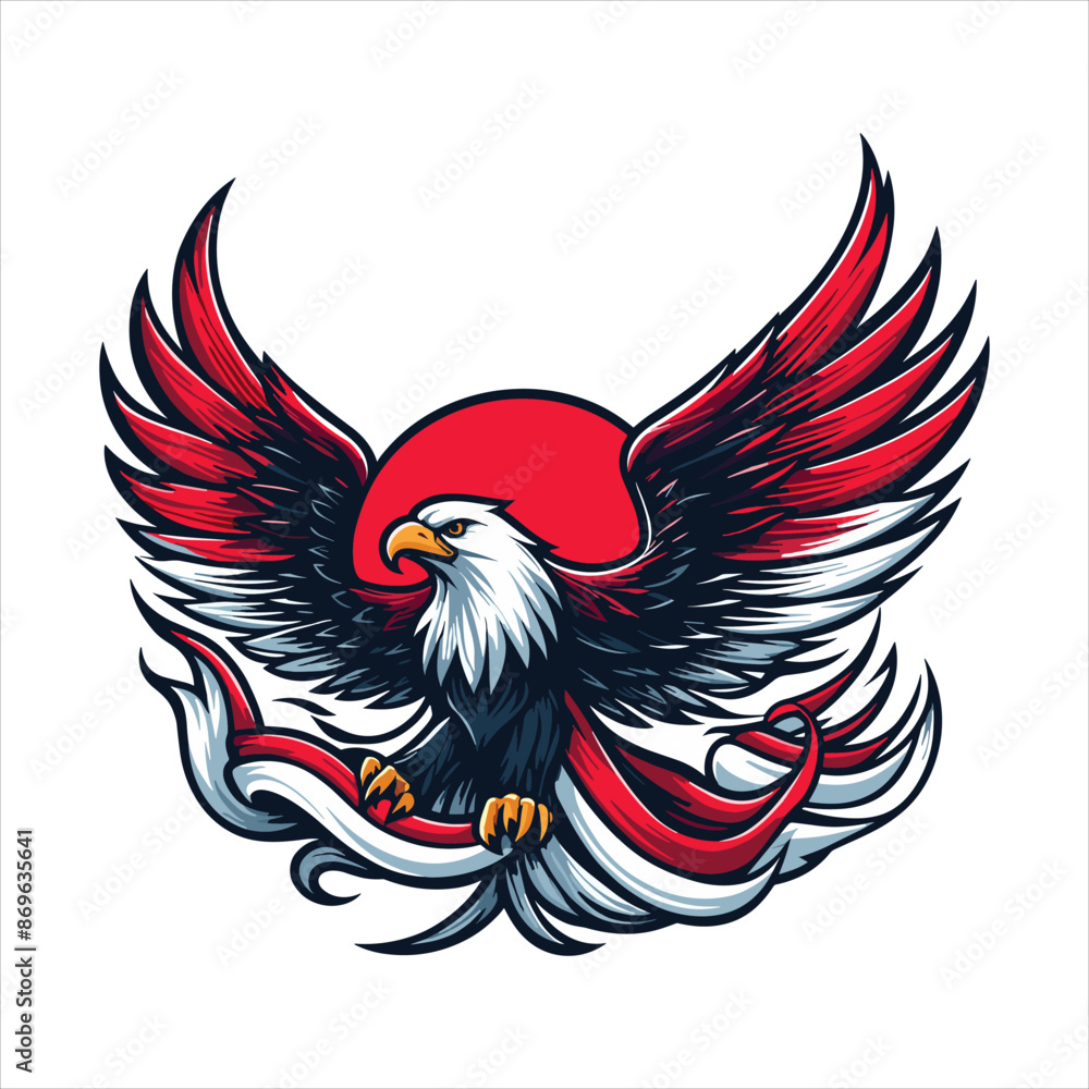 Obraz premium indonesia independence day doodle line drawing vector illustration