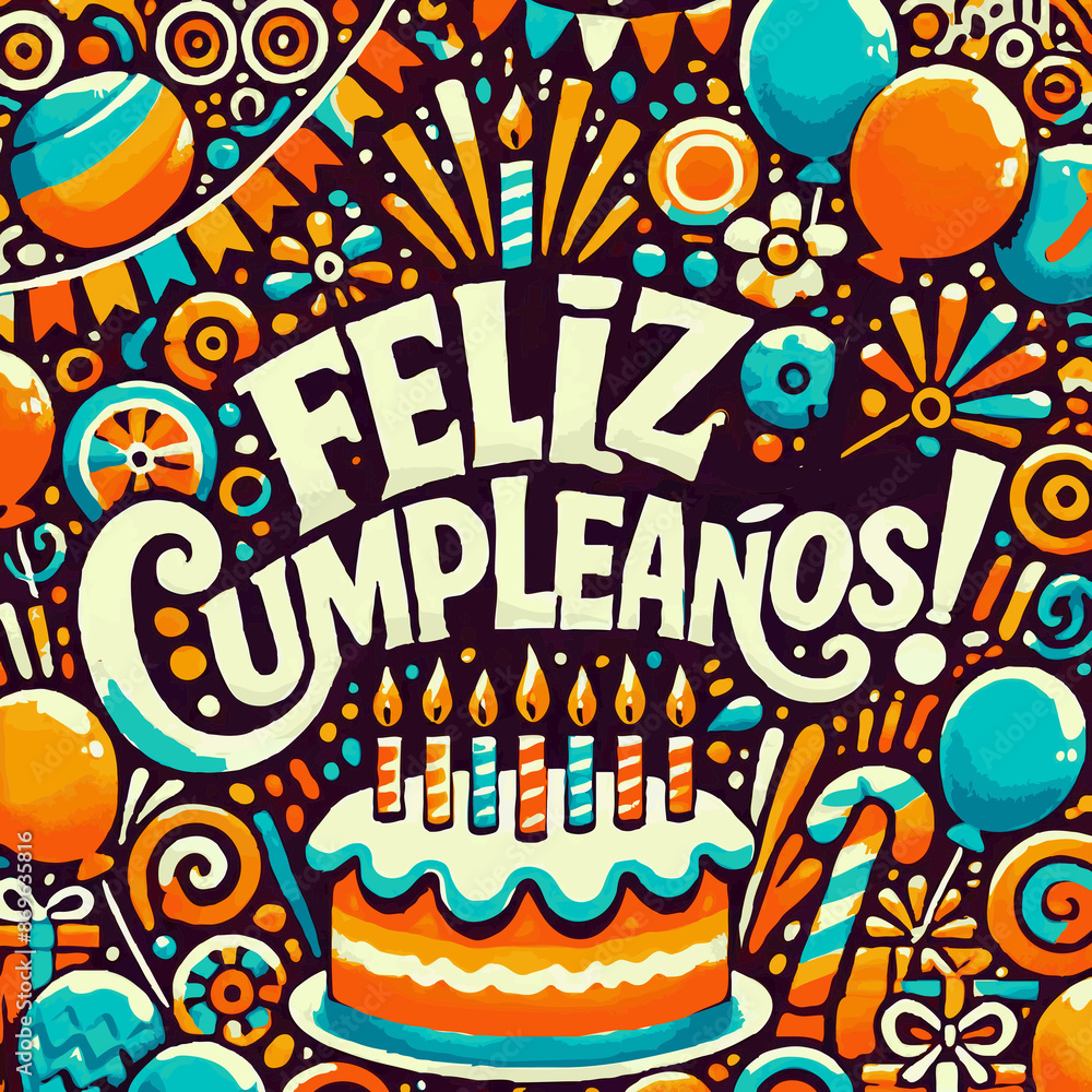 Feliz Cumpleaños! Una ilustración que muestra el texto Feliz Cumpleaños! Una ilustración que muestra el texto