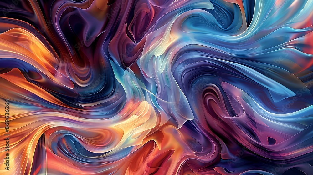 Fluid swirls of multi-colored hues intertwining to form a visually dynamic composition. Fluid swirls of multi-colored hues intertwining to form a visually dynamic composition.