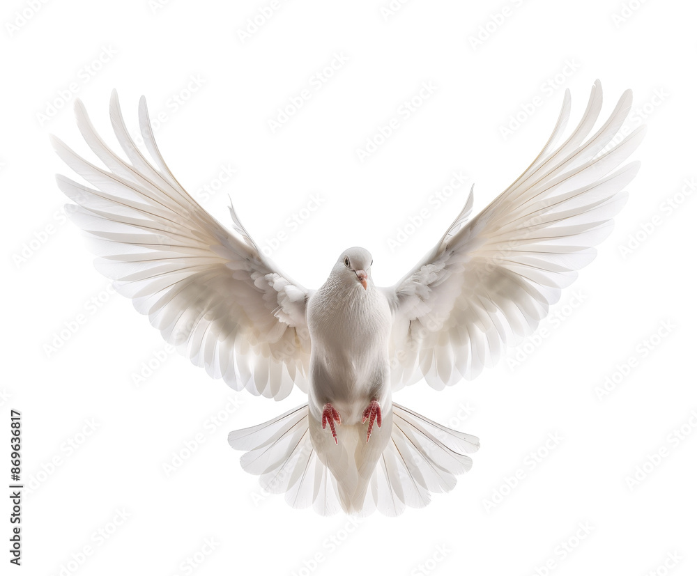 Obraz premium White dove with outstretched wings, isolated on white.