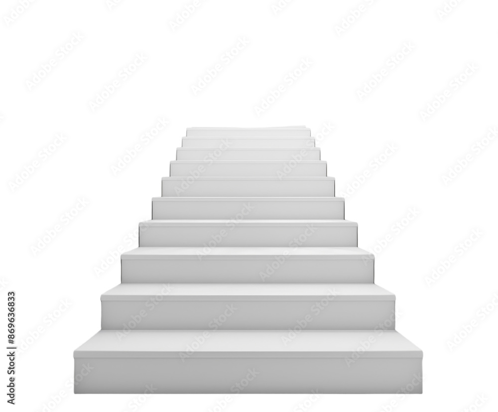 White staircase with evenly spaced steps, isolated on white. White staircase with evenly spaced steps, isolated on white.