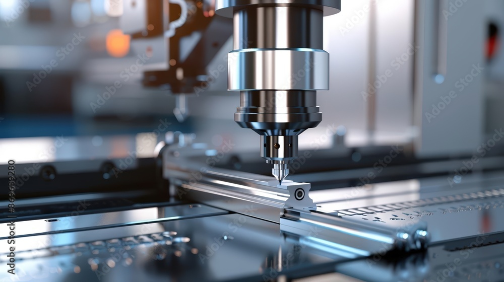 A cute cartoon Style ofA close-up of a CNC machine in operation A cute cartoon Style ofA close-up of a CNC machine in operation