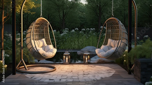 two hanging chairs 