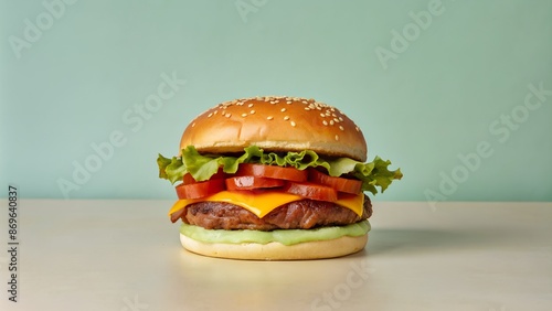 bacon cheeseburger in studio photo shoot