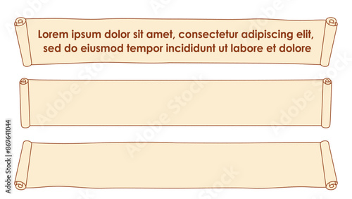 シンプルな古い巻物のテロップベースセット　ベクター素材