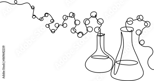 Chemistry retorts equipment with molecules concept.