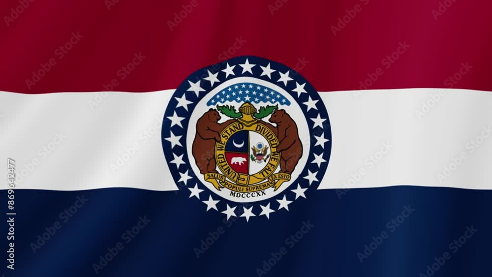 Missouri State Waving Flag. Realistic Flag Animation. Seamless Loop Background. Missouri State Waving Flag. Realistic Flag Animation. Seamless Loop Background.