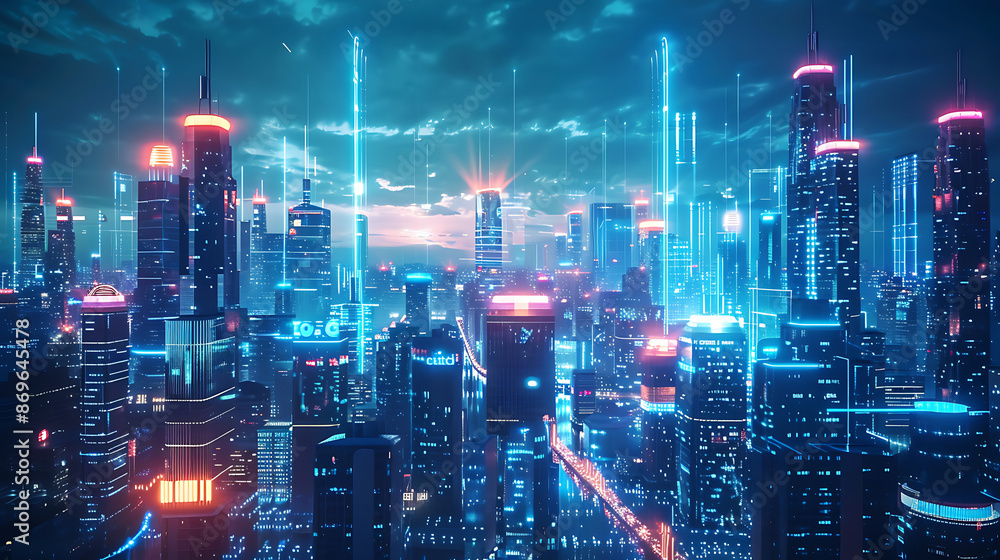 Futuristic Skyline: Neon Dreams Futuristic Skyline: Neon Dreams