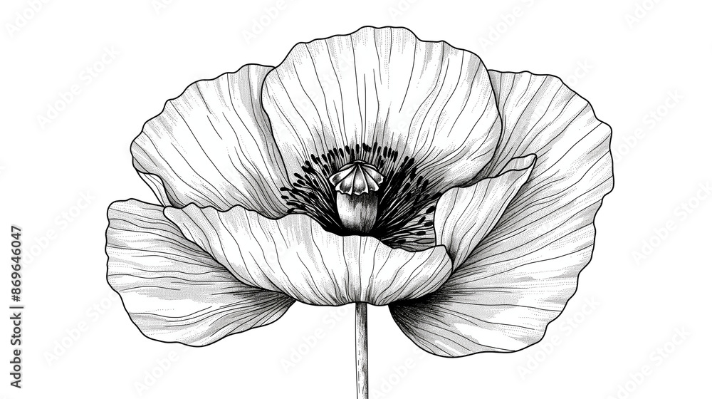 A red flower with a black center isolated on a white background A red flower with a black center isolated on a white background