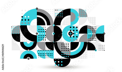 Trendy geometric vector motif, abstract geometry modular tiling composition, wallpaper 70s retro wallpaper, rhythmic dotted graphic design forms.