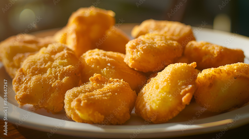 nuggets in a plate with sauce and cola nuggets in a plate with sauce and cola