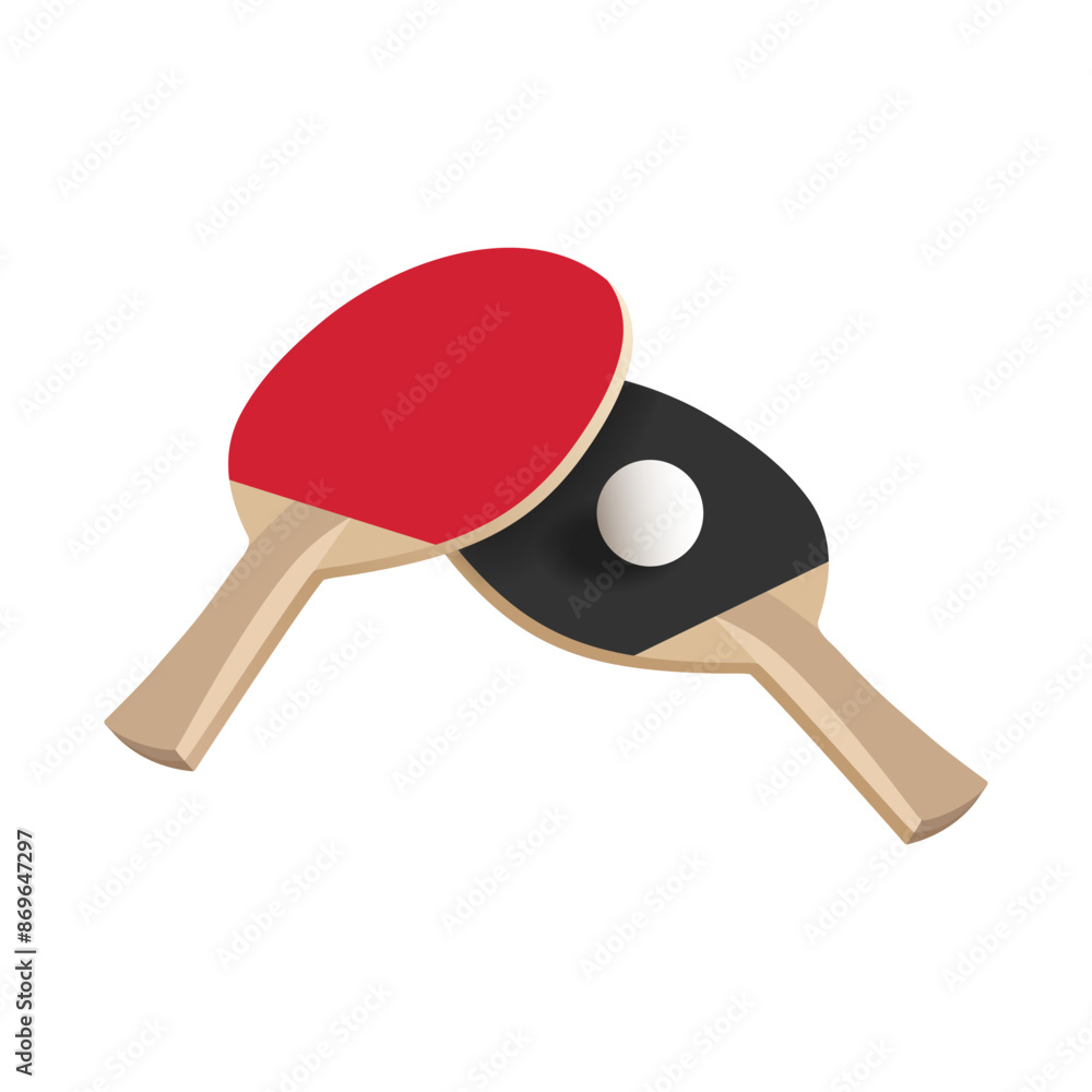 Two rackets and ball for table tennis ping pong isolated on white background. Vector illustration. Two rackets and ball for table tennis ping pong isolated on white background. Vector illustration.