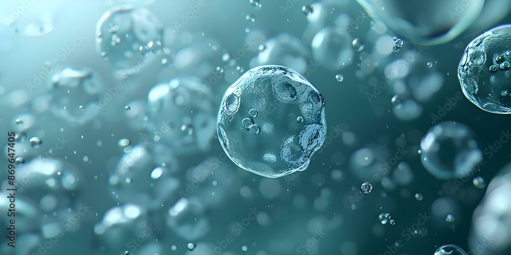 Microscopic Cells Glowing in a Fluid Environment A Close-Up Abstract Image. Concept Microscopic Cells, Glowing, Fluid Environment, Close-Up, Abstract Image Microscopic Cells Glowing in a Fluid Environment A Close-Up Abstract Image. Concept Microscopic Cells, Glowing, Fluid Environment, Close-Up, Abstract Image