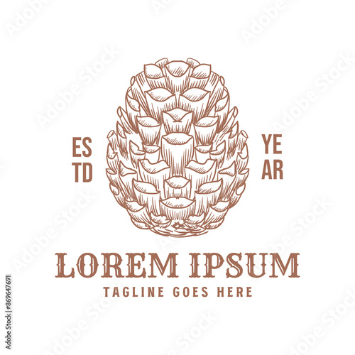 Vintage Retro Agave Pine for Mexican Drink Tequila with Hand Drawn Sketch Engraved Style Vector