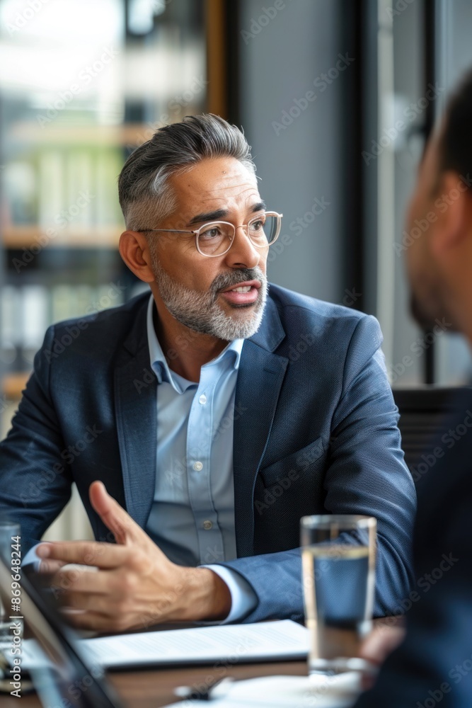 Portrait half-body of a multi-ethnic business owner meeting with a financial advisor to discuss expansion plans in a modern office, hyper-realistic, high detail, photorealistic Portrait half-body of a multi-ethnic business owner meeting with a financial advisor to discuss expansion plans in a modern office, hyper-realistic, high detail, photorealistic