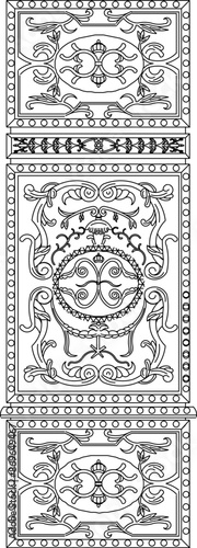 Vector silhouette illustration sketch, detailed design, ornament, accessories, old classic vintage ethnic traditional, full of carvings